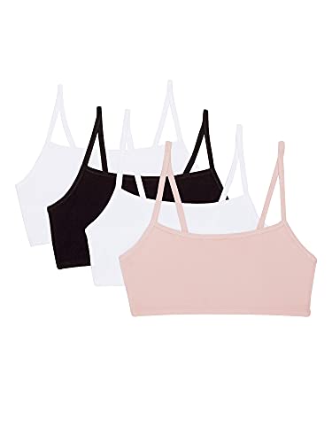 Fruit of the Loom Women's Spaghetti Strap Cotton Pullover Sports Bra, Blushing Rose/White/White/Black 4-Pack, 40 von Fruit of the Loom