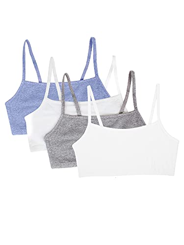 Fruit of the Loom Women's Spaghetti Strap Cotton Pullover Sports Bra, Heather Grey/White/White/Blue Heather 4-Pack, 36 von Fruit of the Loom