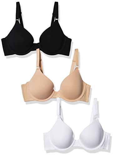 Fruit of the Loom Women's T-Shirt Bra, Black Hue/Sand/White, 34A (Pack of 3) von Fruit of the Loom