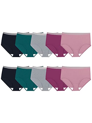 Fruit of the Loom Women's Tag Free Cotton Brief Panties (Regular & Plus Size), Plus Brief-10 Pack-Assorted Heathers, 13 von Fruit of the Loom