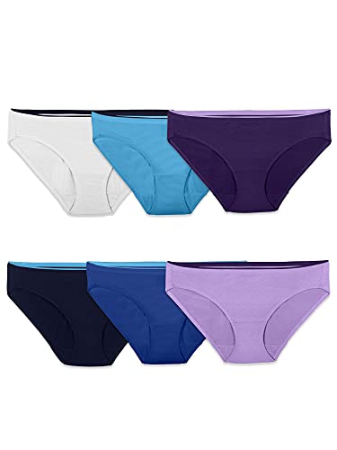 Fruit of the Loom Women's Underwear Breathable Panties (Regular & Plus Size) Colors May Vary, Bikini, 6, Micro Mesh - 6 Pack - Bikini von Fruit of the Loom