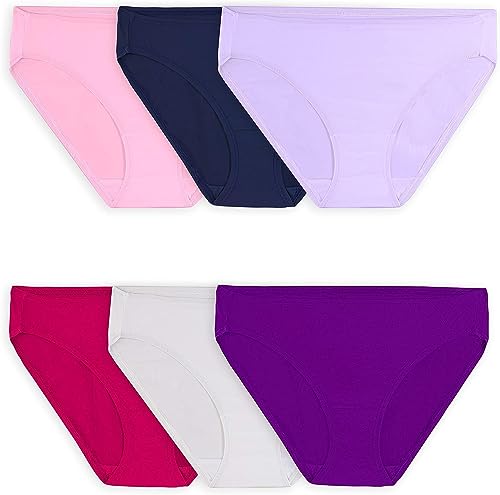 Fruit of the Loom Women's Underwear with 360° Stretch (Regular & Plus Size), Bikini - Microfiber - 6 Pack, 9 von Fruit of the Loom