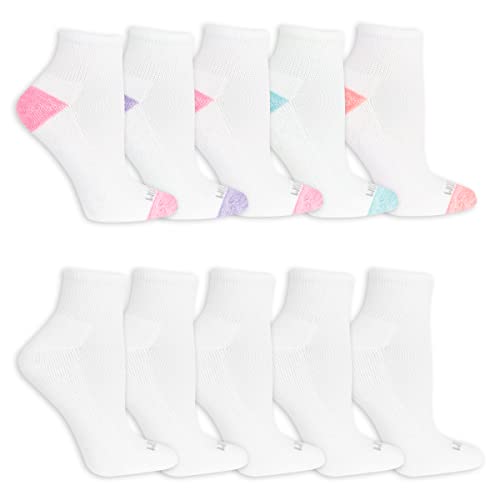 Fruit of the Loom Damen Everyday Active Sport Ankle Socks (10 Pack) Damensocken, Weiß, Sortiert 2, 4-10 (10er Pack) von Fruit of the Loom