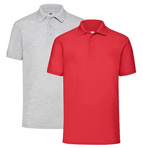 Fruit of the Loom kurzärmliges Polo-Shirt für Herren M L XL XXL 3XL 4XL 5XL auch Farbsets, 1x Grau + 1x Rot + 1HL Kauf Notizblock, XXL Fruit of the Loom kurzärmliges Polo-Shirt für Herren M L XL XXL 3XL 4XL 5XL auch Farbsets, 1x Grau + 1x Rot + 1HL Kauf Notizblock, XXL von Fruit of the Loom