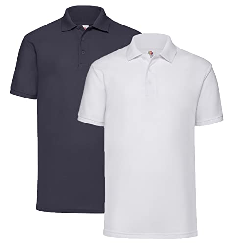 Fruit of the Loom kurzärmliges Polo-Shirt für Herren M L XL XXL 3XL 4XL 5XL auch Farbsets, 1x Weiss + 1x Deep Navy + 1HL Kauf Notizblock, XL Fruit of the Loom kurzärmliges Polo-Shirt für Herren M L XL XXL 3XL 4XL 5XL auch Farbsets, 1x Weiss + 1x Deep Navy + 1HL Kauf Notizblock, XL von Fruit of the Loom