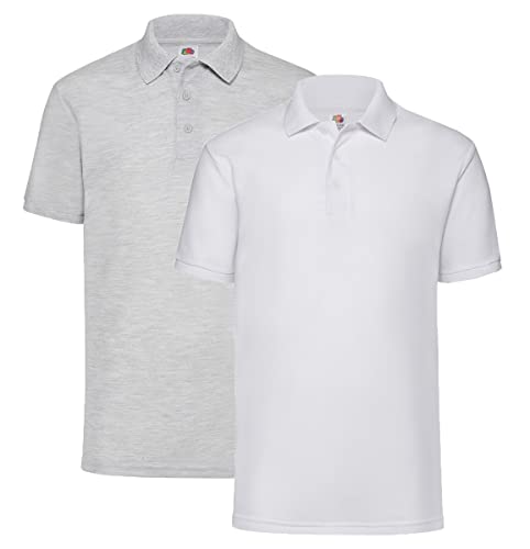 Fruit of the Loom kurzärmliges Polo-Shirt für Herren M L XL XXL 3XL 4XL 5XL auch Farbsets, 1x Weiss + 1x Grau + 1HL Kauf Notizblock, M Fruit of the Loom kurzärmliges Polo-Shirt für Herren M L XL XXL 3XL 4XL 5XL auch Farbsets, 1x Weiss + 1x Grau + 1HL Kauf Notizblock, M von Fruit of the Loom