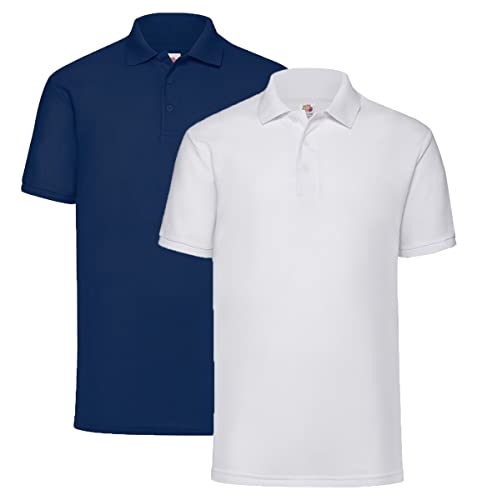Fruit of the Loom kurzärmliges Polo-Shirt für Herren M L XL XXL 3XL 4XL 5XL auch Farbsets, 1x Weiss + 1x Navy + 1HL Kauf Notizblock, 4XL Fruit of the Loom kurzärmliges Polo-Shirt für Herren M L XL XXL 3XL 4XL 5XL auch Farbsets, 1x Weiss + 1x Navy + 1HL Kauf Notizblock, 4XL von Fruit of the Loom
