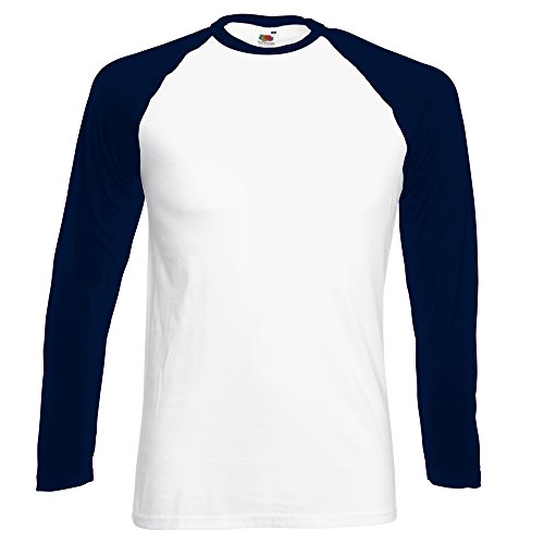 Fruit of the Loom langarm Baseball-Hemd Gr. XL, White/ Deep Navy von Fruit of the Loom