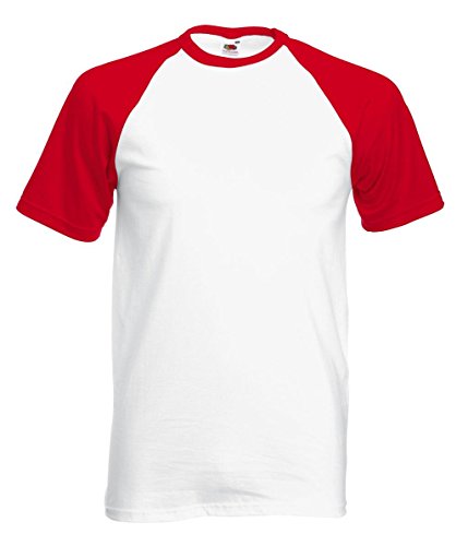 Fruit of the Loom: Baseball T 61-026-0, Größe:2XL;Farbe:White/Red von Fruit of the Loom