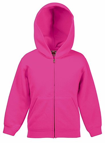 Fruit of the Loom: Kids Hooded Sweat Jacket 62-045-0, Größe:116 (5-6);Farbe:Fuchsia von Fruit of the Loom