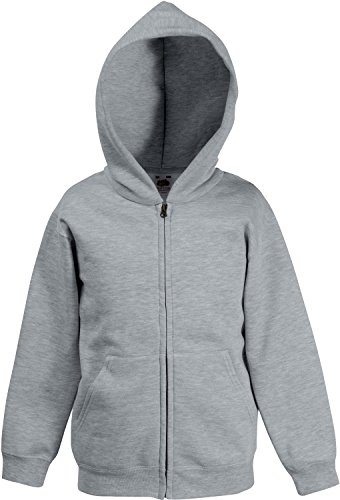 Fruit of the Loom: Kids Hooded Sweat Jacket 62-045-0, Größe:116 (5-6);Farbe:Heather Grey von Fruit of the Loom