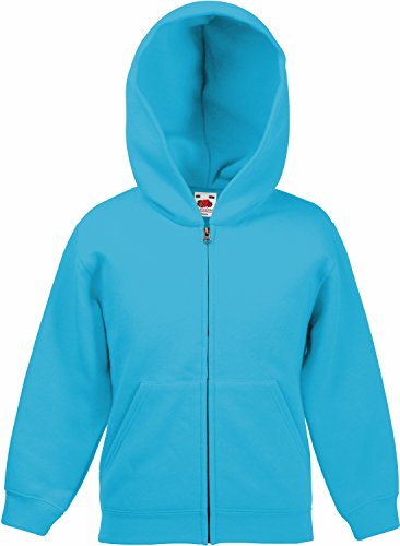 Fruit of the Loom: Kids Hooded Sweat Jacket 62-045-0, Größe:128 (7-8);Farbe:Azure Blue von Fruit of the Loom