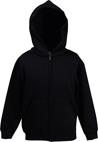 Fruit of the Loom: Kids Hooded Sweat Jacket 62-045-0, Größe:128 (7-8);Farbe:Black von Fruit of the Loom