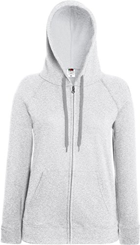 Fruit of the Loom: Lady-Fit Lightweight Hooded Sweat Jacket 62-150-0, Größe:XL;Farbe:Heather Grey von Fruit of the Loom