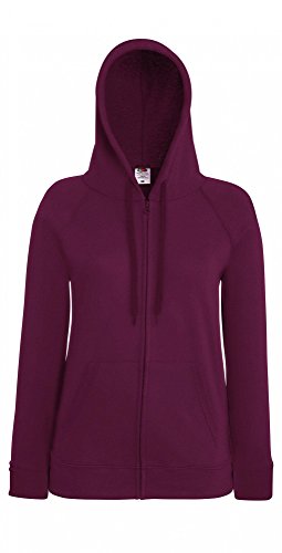 Fruit of the Loom: Lady-Fit Lightweight Hooded Sweat Jacket 62-150-0, Größe:XS;Farbe:Burgundy von Fruit of the Loom