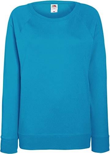 Fruit of the loom Damen Lightweight Raglan Sweat Lady-Fit Sweatshirt, Blau (Azure Blue 310), Small von Fruit of the Loom