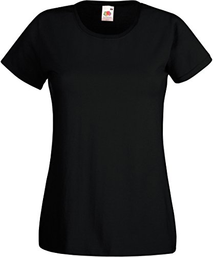 Fruit of the loom Damen Valueweight T Lady-Fit T-Shirt, Schwarz (Black 101), Small (Herstellergröße: S (10)) von Fruit of the Loom