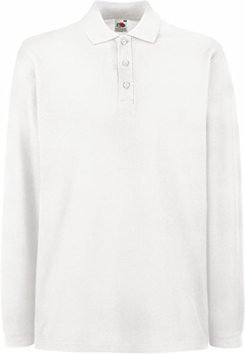 Fruit of the loom Herren Premium Long Sleeve Polo Poloshirt, Weiß (White 000), XX-Large von Fruit of the Loom