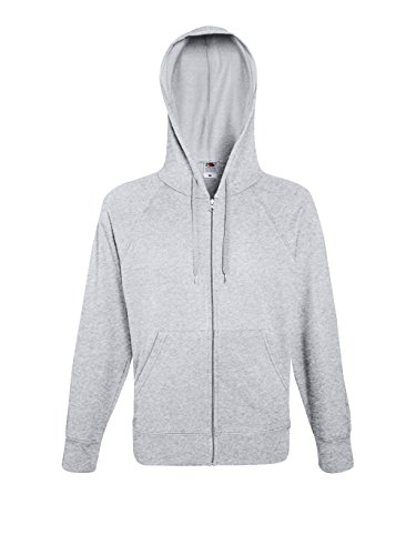 Fruit of the Loom Herren Lightweight Hooded Sweat Jacket Sportjacke, Grau (Heather Grey 123), Small von Fruit of the Loom