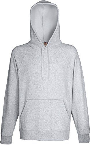 Fruit of the loom Herren Sweatshirt Lightweight Hooded Sweat,Grau (Heather Grey 123),Medium von Fruit of the Loom