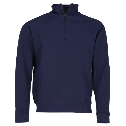 Fruit of the loom Herren Zip Neck Sweat Sweatshirt, Blau (Deep Navy 202), Small von Fruit of the Loom