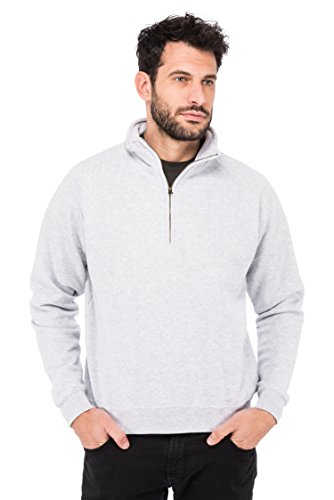 Fruit of the loom Herren Sweatshirt Zip Neck Sweat 62 - 114 - 0, Gr. Large, Grau (Heather Grey 94) von Fruit of the Loom