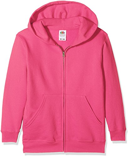 Fruit of the loom Jungen Classic Hooded Sweat Jacket Kids Kapuzenpullover, Rosa (Fuchsia 439), 140 (Herstellergröße: 9-11) von Fruit of the Loom