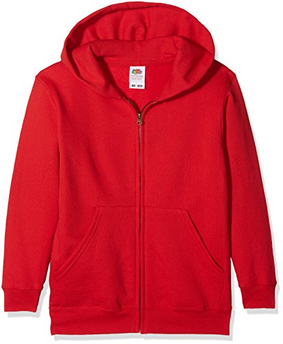 Fruit of the loom Jungen Classic Hooded Sweat Jacket Kids Kapuzenpullover, Rot (Red 400), 152 (Herstellergröße: 12-13) von Fruit of the Loom