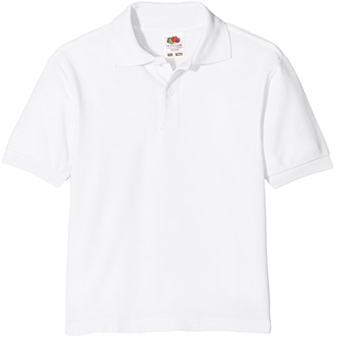 Fruit of the loom Jungen 65/35 Polo Kids Poloshirt, Weiß (White 000), 116 (Herstellergröße: 5-6) von Fruit of the Loom