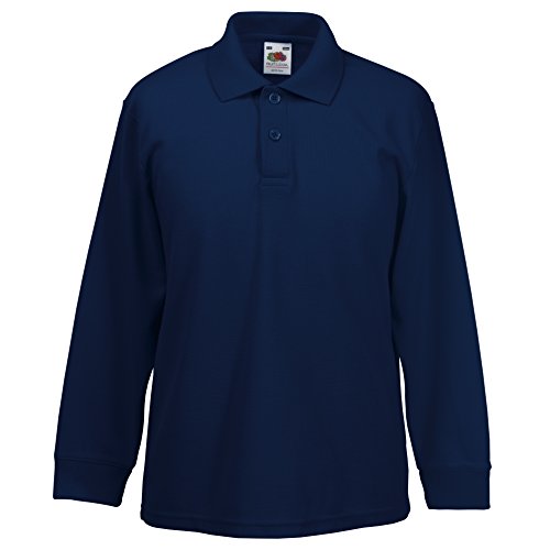 Fruite of the Loom Kinder Langarm Poloshirt, vers. Farben 164,Deep Navy von Fruit of the Loom