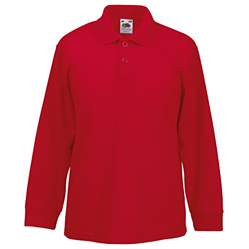 Fruite of the Loom Kinder Langarm Poloshirt, vers. Farben 164,Rot von Fruit of the Loom
