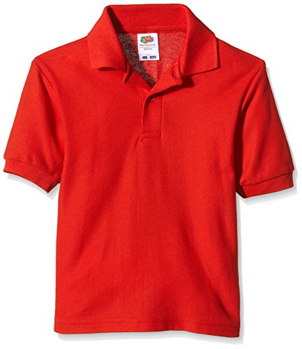 Fruit of the Loom Kinder-Poloshirt aus Polyester-Baumwoll-Piqué, rot, 14-15 Jahre von Fruit of the Loom