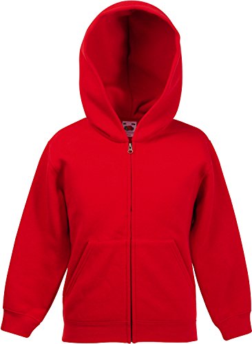 Kids Kapuzen-Sweatjacke 128 (7-8),Red von Fruit of the Loom