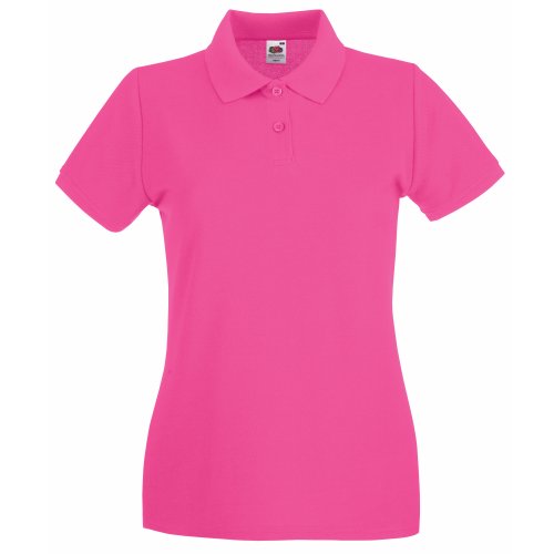 Lady-Fit Premium Pique Polo-Shirt Gr. Large, fuchsia von Fruit of the Loom