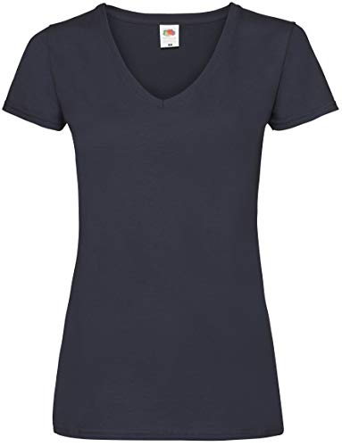 Lady-Fit Valueweight V-Neck T-Shirt von Fruit of the Loom Dunkelblau M von Fruit of the Loom