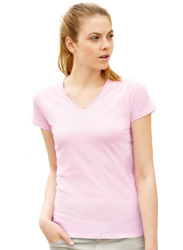 Lady-Fit Valueweight V-Neck T-Shirt von Fruit of the Loom Light Pink XS von Fruit of the Loom