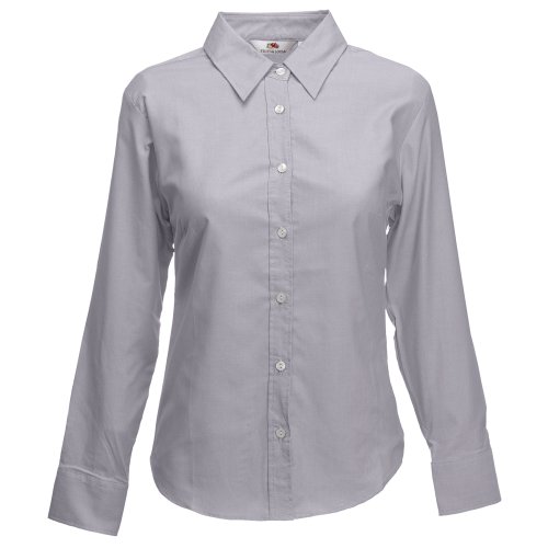 Oxford Bluse Langarm Lady-Fit - Farbe: Oxford Grey - Größe: XXL von Fruit of the Loom