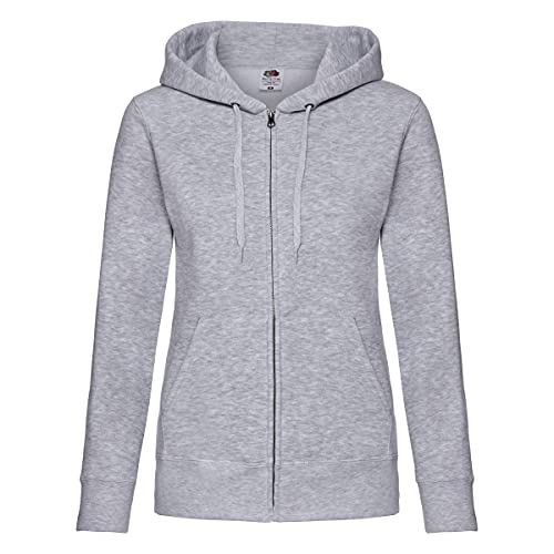 Premium Hooded Sweatjacke Lady-Fit - Farbe: Heather Grey - Größe: S von Fruit of the Loom