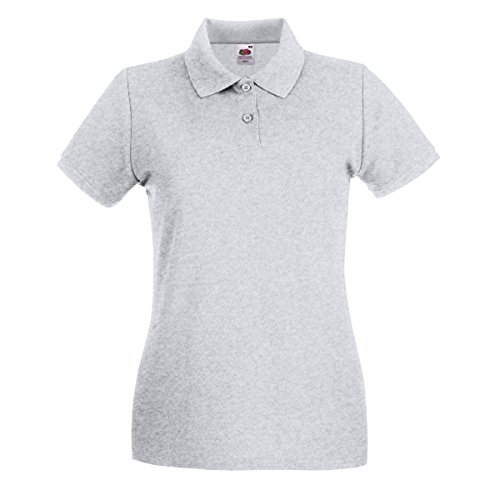 Premium Polo Lady-Fit - Farbe: Heather Grey - Größe: S von Fruit of the Loom