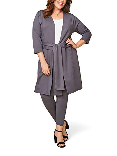 Seek No Further by Fruit of the Loom Damen Ponte Open Front Long Cardigan Cardiganpullover, grau, 1X von Fruit of the Loom