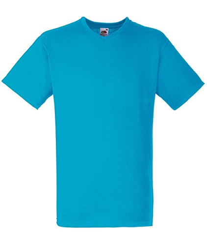 T-Shirt mit hohem V-Ausschnitt - Farbe: Azure Blue - Größe: M von Fruit of the Loom