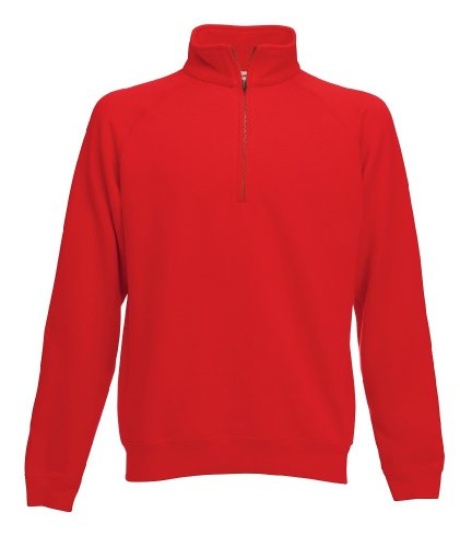 Zip Neck Sweatshirt, Größe:2XL;Farbe:Red von Fruit of the Loom