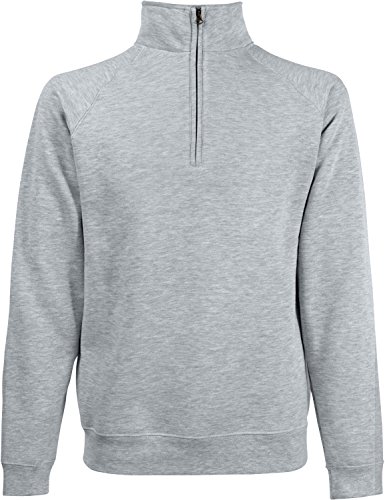 Zip Neck Sweatshirt, Größe:M;Farbe:Heather Grey von Fruit of the Loom