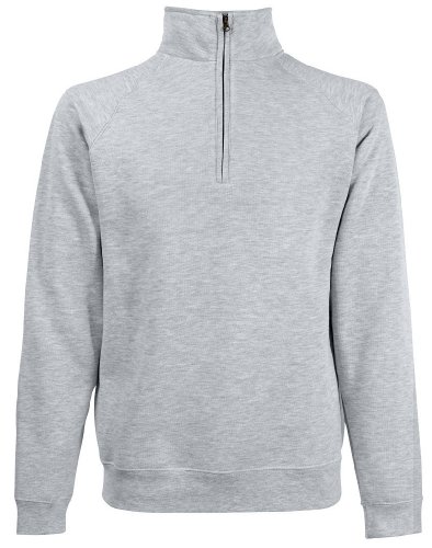 Zip Neck Sweatshirt, Größe:M;Farbe:Heather Grey von Fruit of the Loom