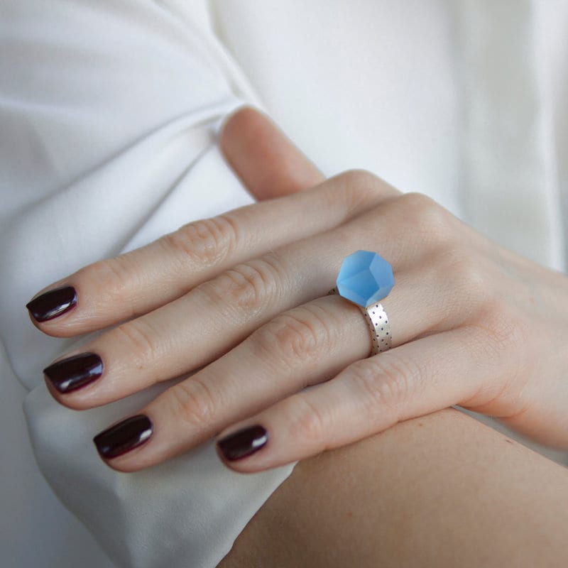 Ring - Vu Crystals 12mm Himmelblaues Top + Punkte Band Ring - Vu Crystals 12mm Himmelblaues Top + Punkte Band von FruitBijoux