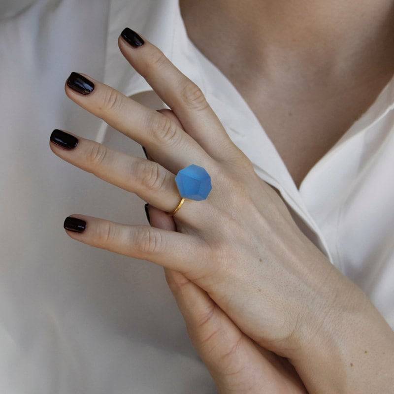 Ring - Vu Kristalle 16mm Himmelblau Top + Minimal Ringschiene Ring - Vu Kristalle 16mm Himmelblau Top + Minimal Ringschiene von FruitBijoux