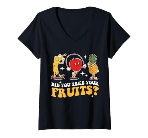 Damen Haben Sie Ihre Früchte genommen? Schule Cafeteria Arbeiter Vegetarisch T-Shirt mit V-Ausschnitt Damen Haben Sie Ihre Früchte genommen? Schule Cafeteria Arbeiter Vegetarisch T-Shirt mit V-Ausschnitt von Fruits Diet School Vegetarian Lover