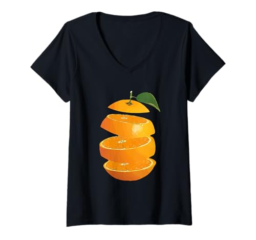 Damen Orangen Scheiben Vitamin C Lebensmittel Zitrus Frucht Motiv T-Shirt mit V-Ausschnitt Damen Orangen Scheiben Vitamin C Lebensmittel Zitrus Frucht Motiv T-Shirt mit V-Ausschnitt von Fruits of the World - Orange