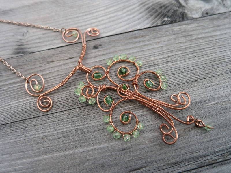 Draht Verpackt Baum Anhänger Kupfer Lockig Grün Treeoflife Halskette Draht Verpackt Baum Anhänger Kupfer Lockig Grün Treeoflife Halskette von FrustratedOwl