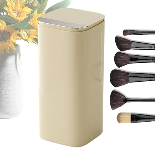 Fruusv Make-up-Pinselbecher, automatisches Anheben, Make-up-Pinsel-Organizer, vier Fächer, Organizer für Kosmetikutensilien mit Deckel, 10,8 x 11,6 x 23,9 cm, Make-up-Pinsel-Organizer für Schminktisch von Fruusv